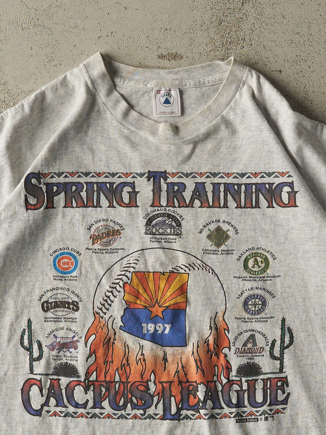 Vintage 97' Heather Grey Baseball Spring Training Tee (L/XL)