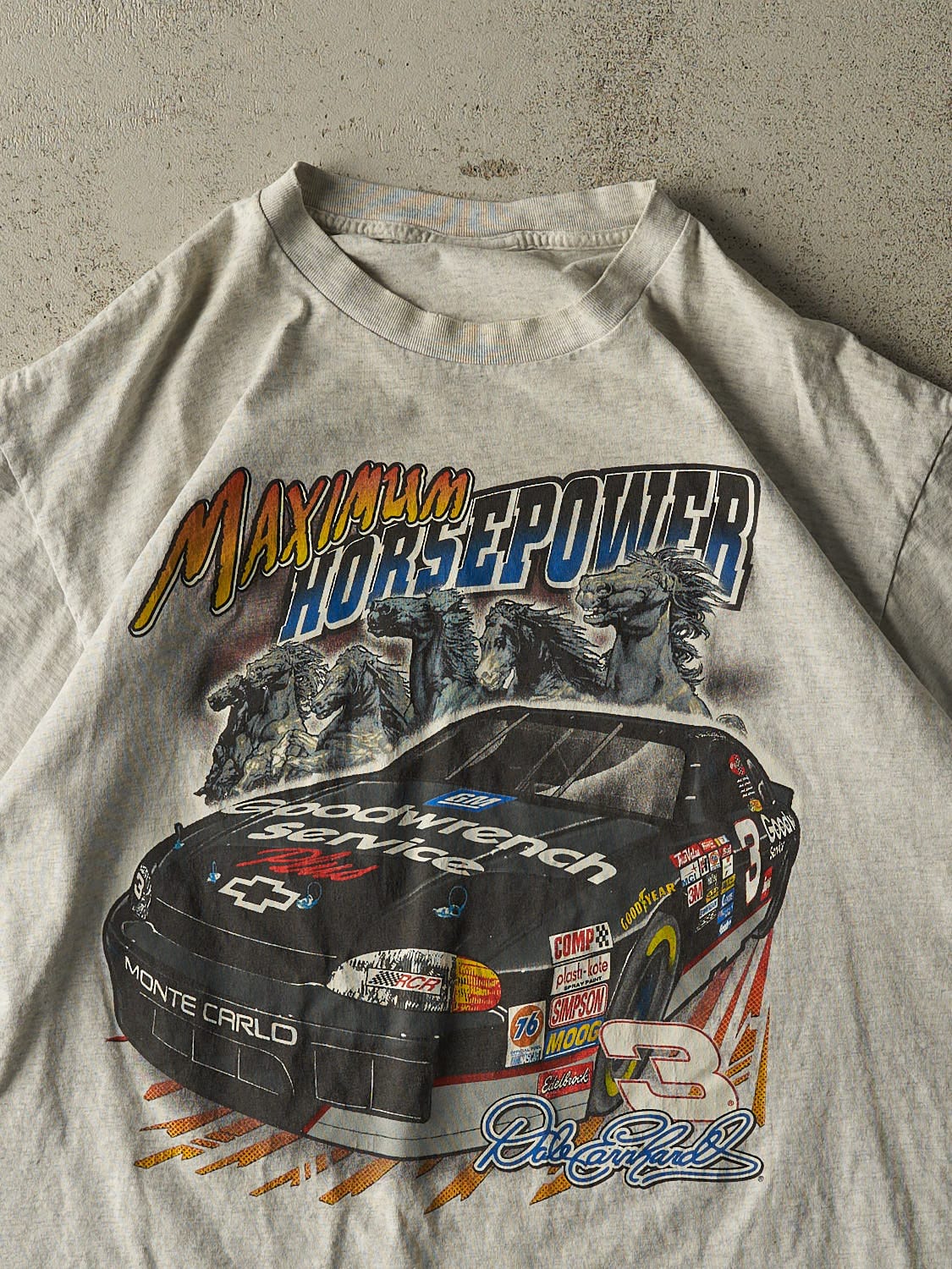 Vintage 90s Heather Grey Dale Earnhardt Nascar Racing Tee (XL)