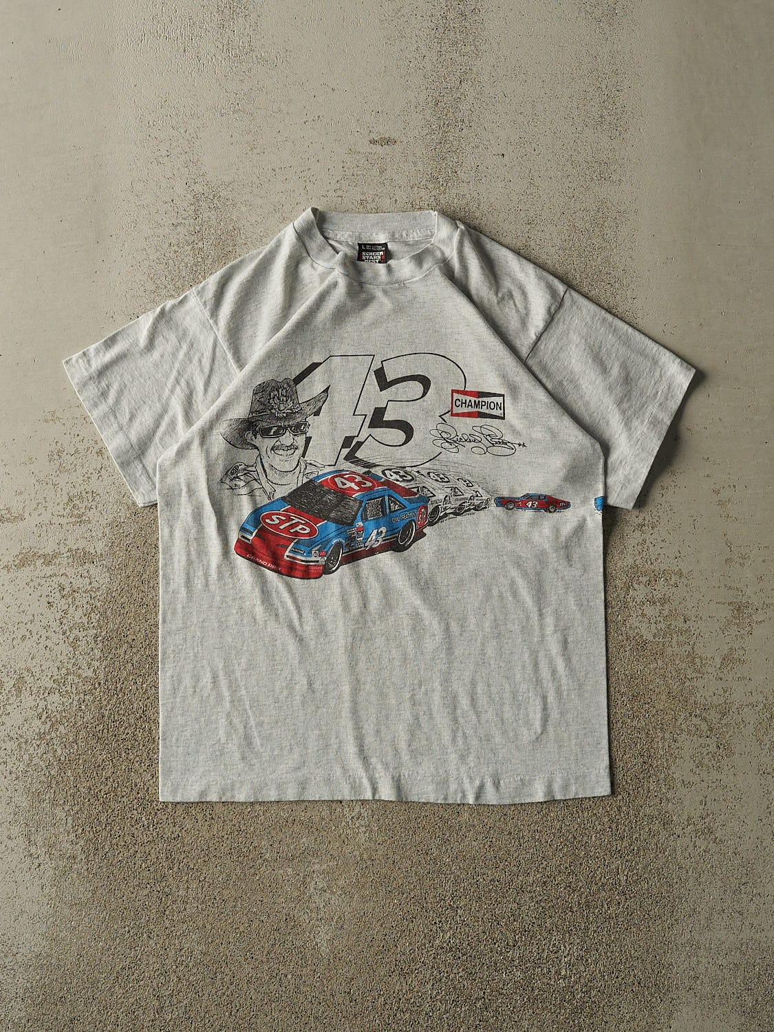 Vintage 90s Heather Grey Richard Petty Nascar Tee (M)