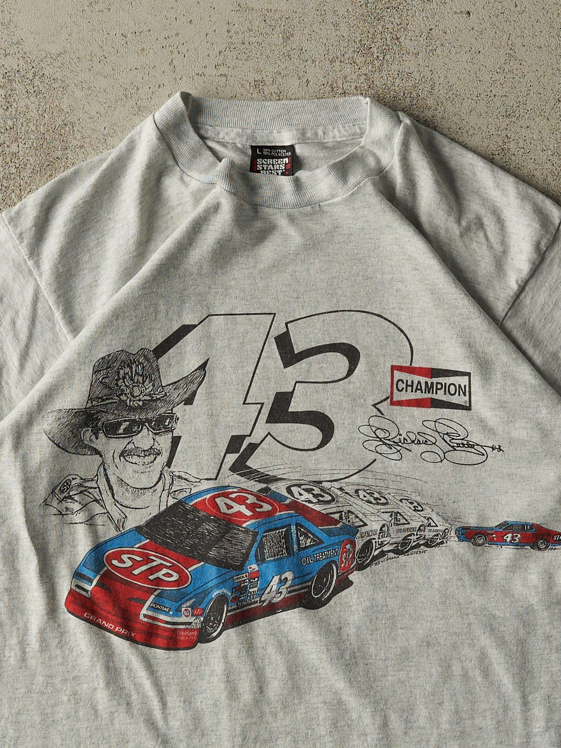 Vintage 90s Heather Grey Richard Petty Nascar Tee (M)