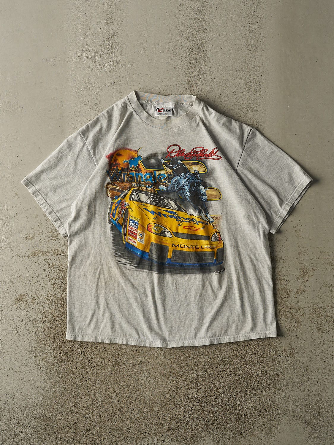 Vintage 90s Grey Dale Earnhardt Wrangler Nascar Racing Tee (XL)