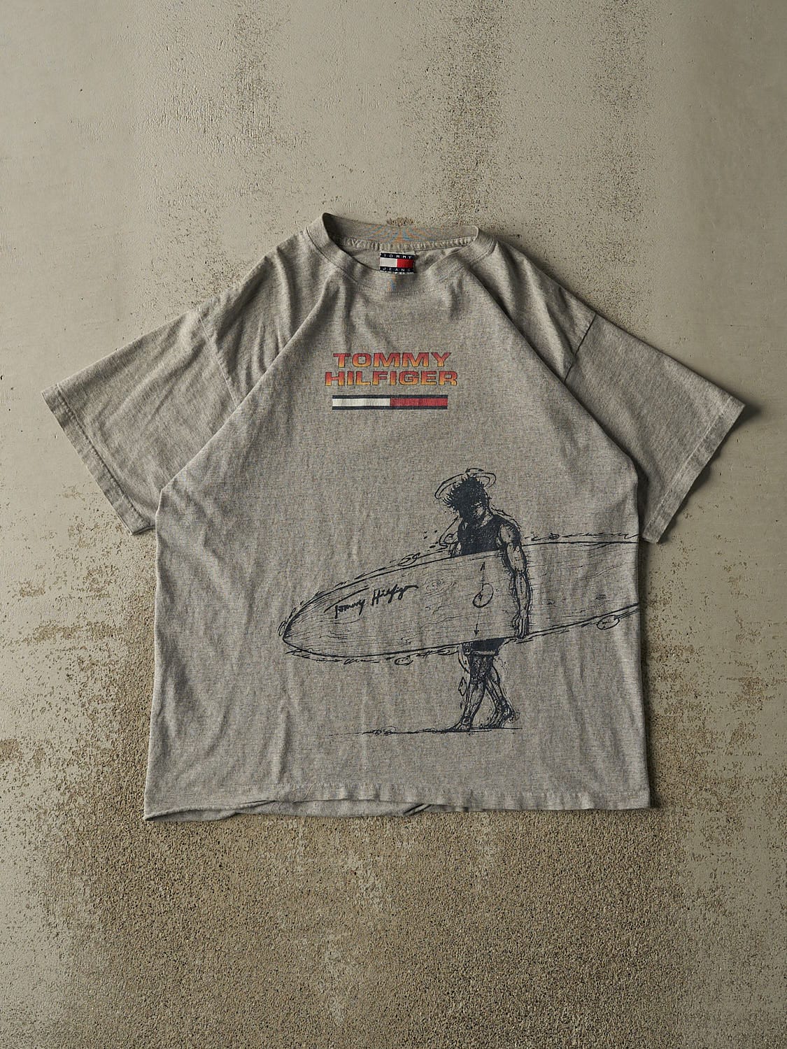 Vintage 90s Grey Tommy Hilfiger Jeans Surf Tee (M/L)