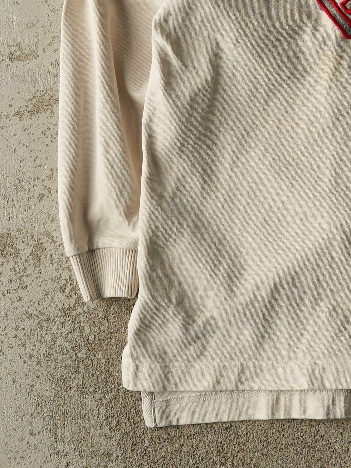 Vintage 90s Beige Guess Jeans Quarter Button Long Sleeve (L/XL)