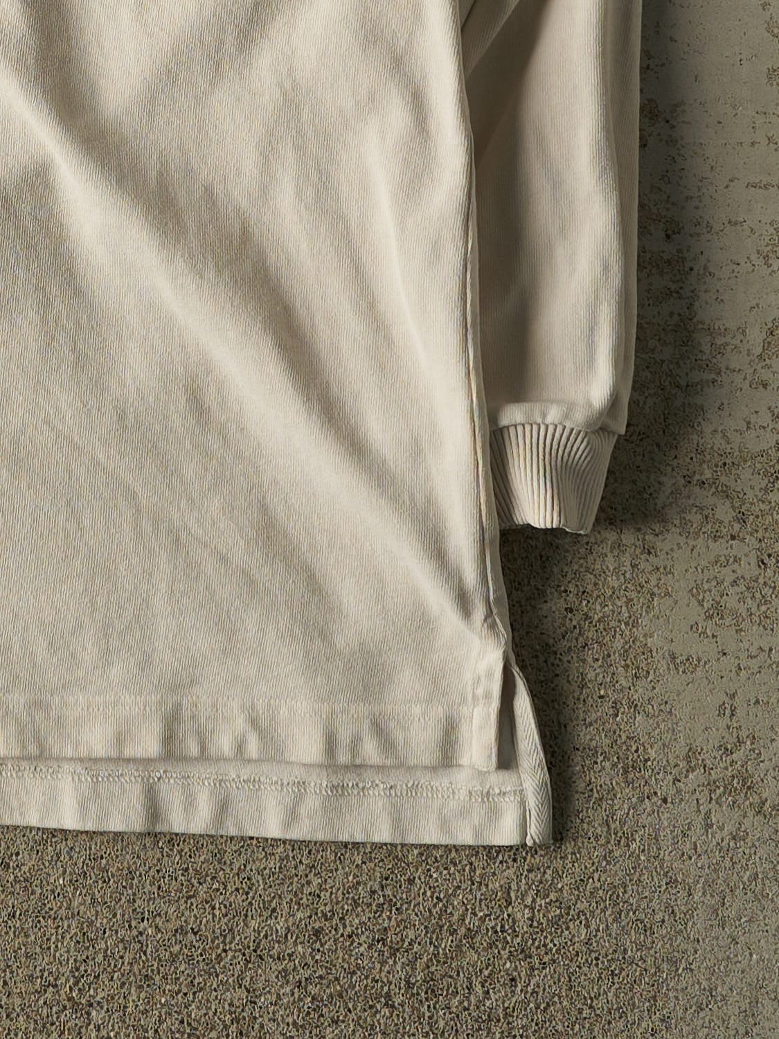 Vintage 90s Beige Guess Jeans Quarter Button Long Sleeve (L/XL)