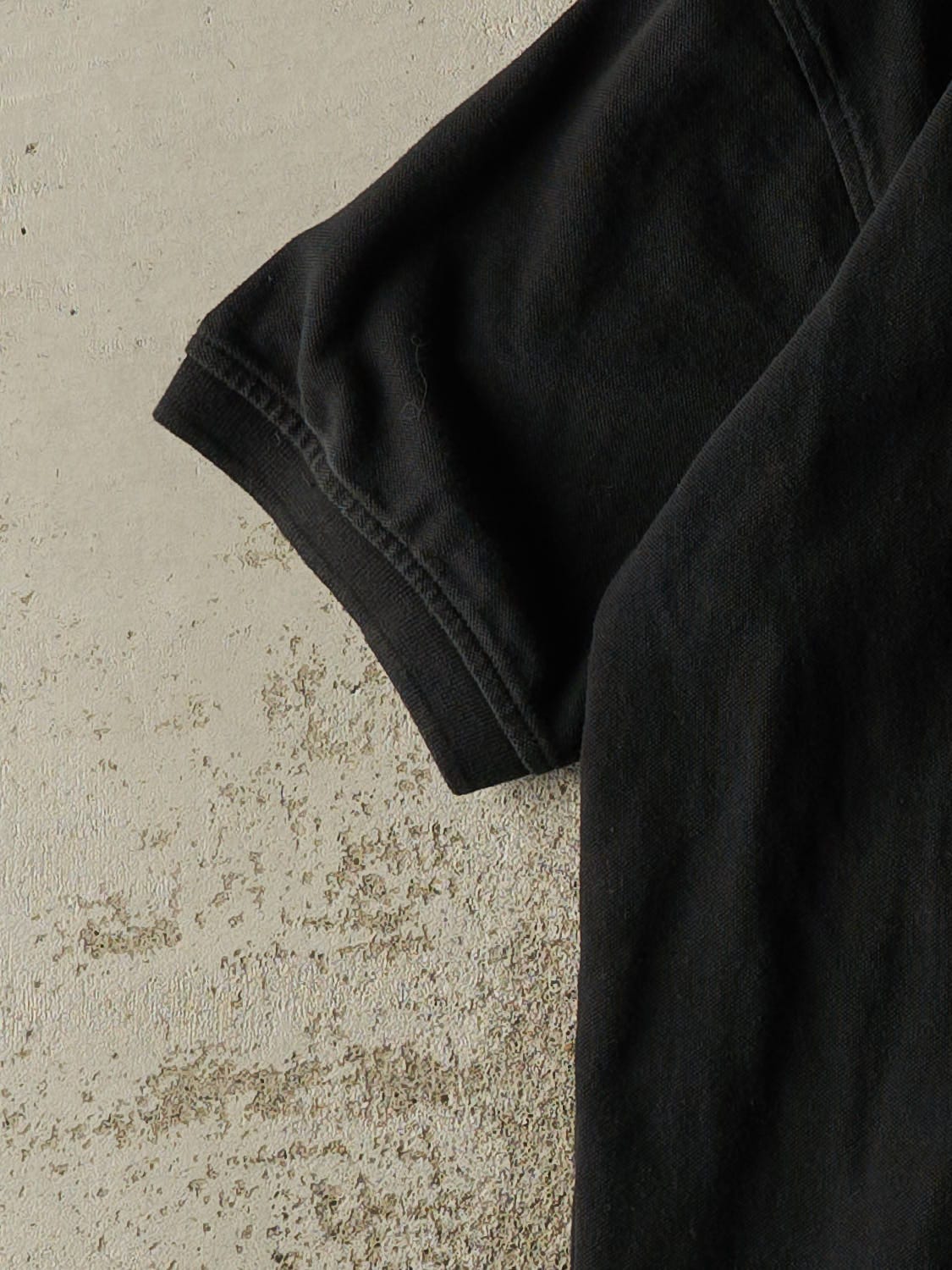 Vintage 90s Black Mercedes Benz Quarter Button Tee (L/XL)