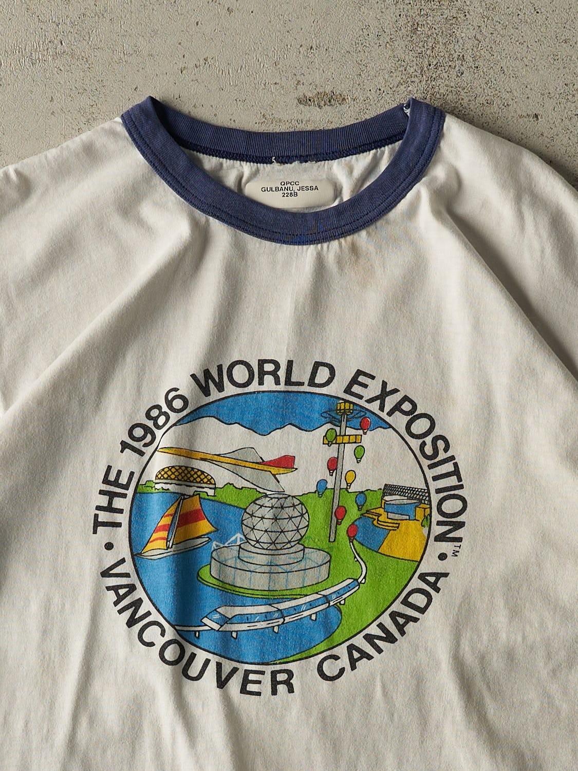 Vintage 86' White World Expo Ringer Tee (M/L)