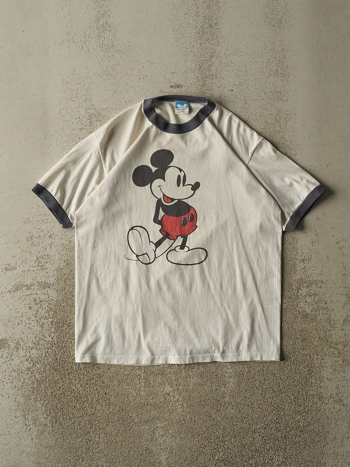 Vintage 90s White Mickey Mouse Ringer Tee (S/M)