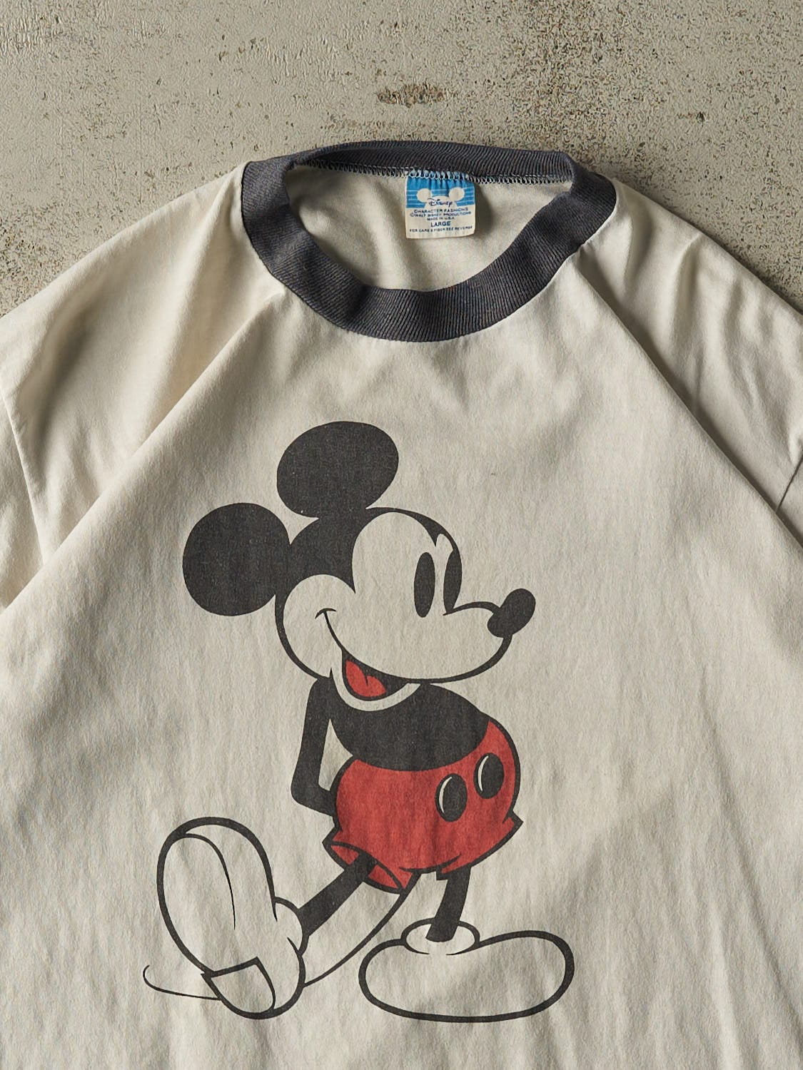 Vintage 90s White Mickey Mouse Ringer Tee (S/M)