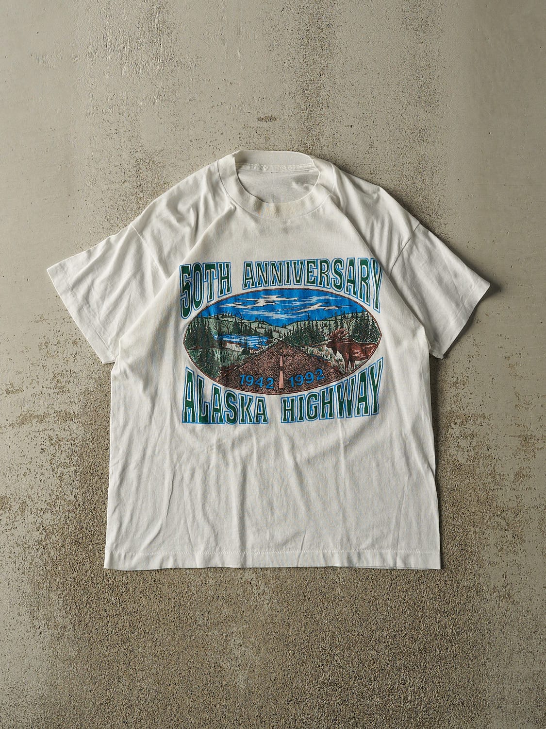 Vintage 92' White Alaska Highway Tee (M)
