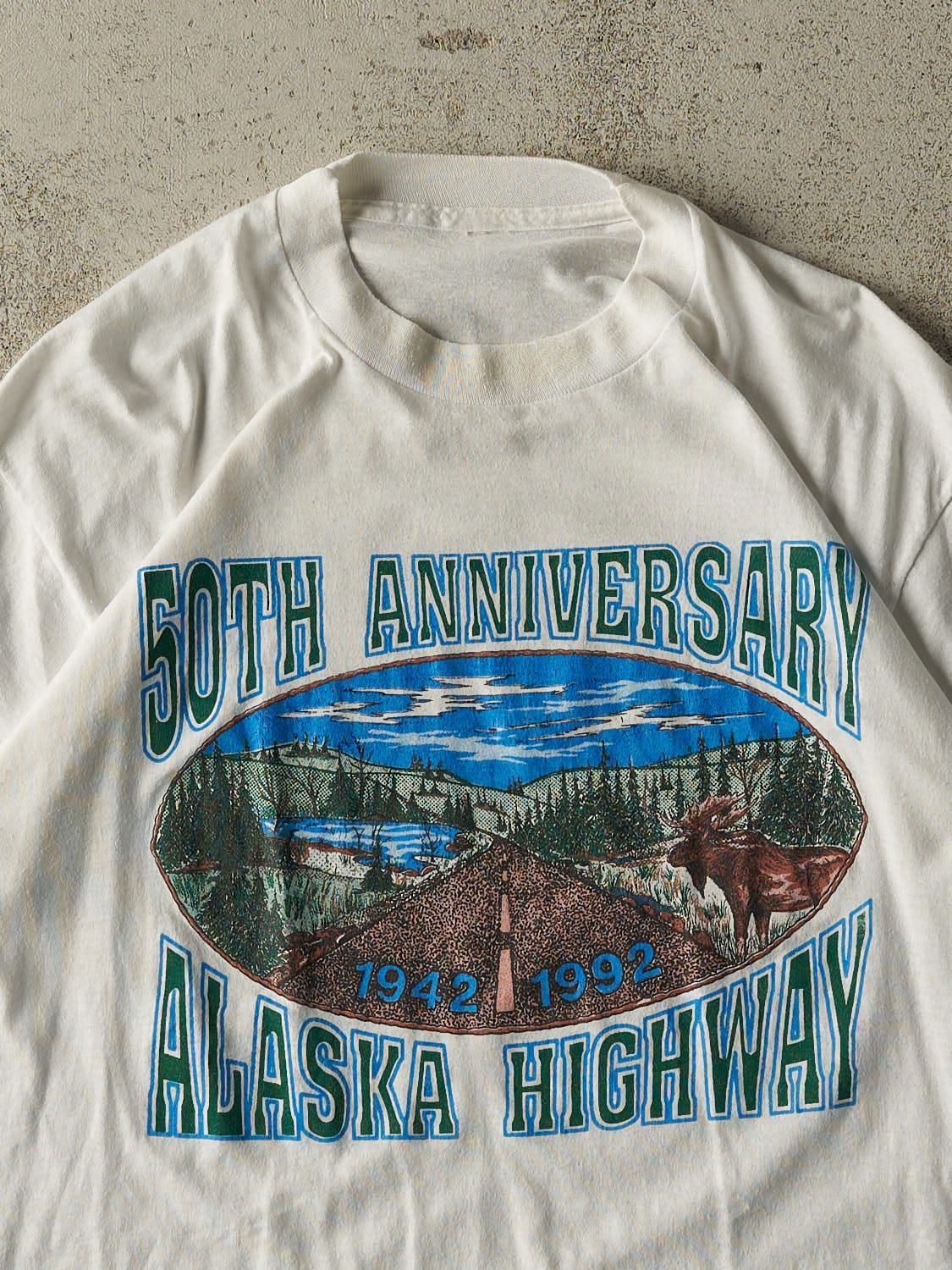 Vintage 92' White Alaska Highway Tee (M)