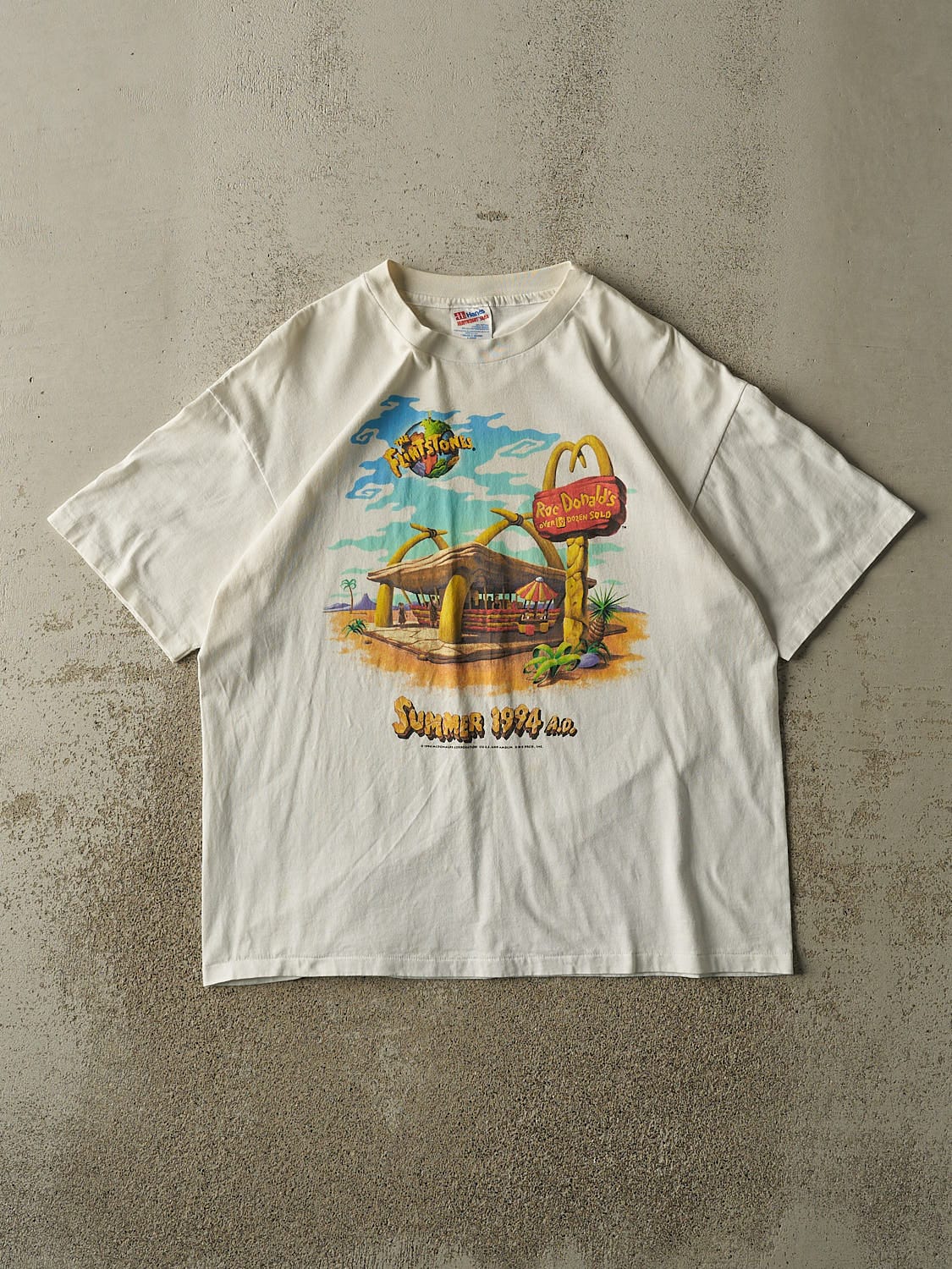 Vintage 94' White Flintstones x McDonalds Single Stitch Tee (L/XL)