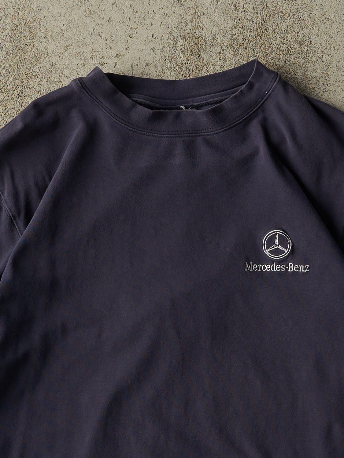 Vintage 90s Navy Blue Mercedes Benz Embroidered Tee (S/M)