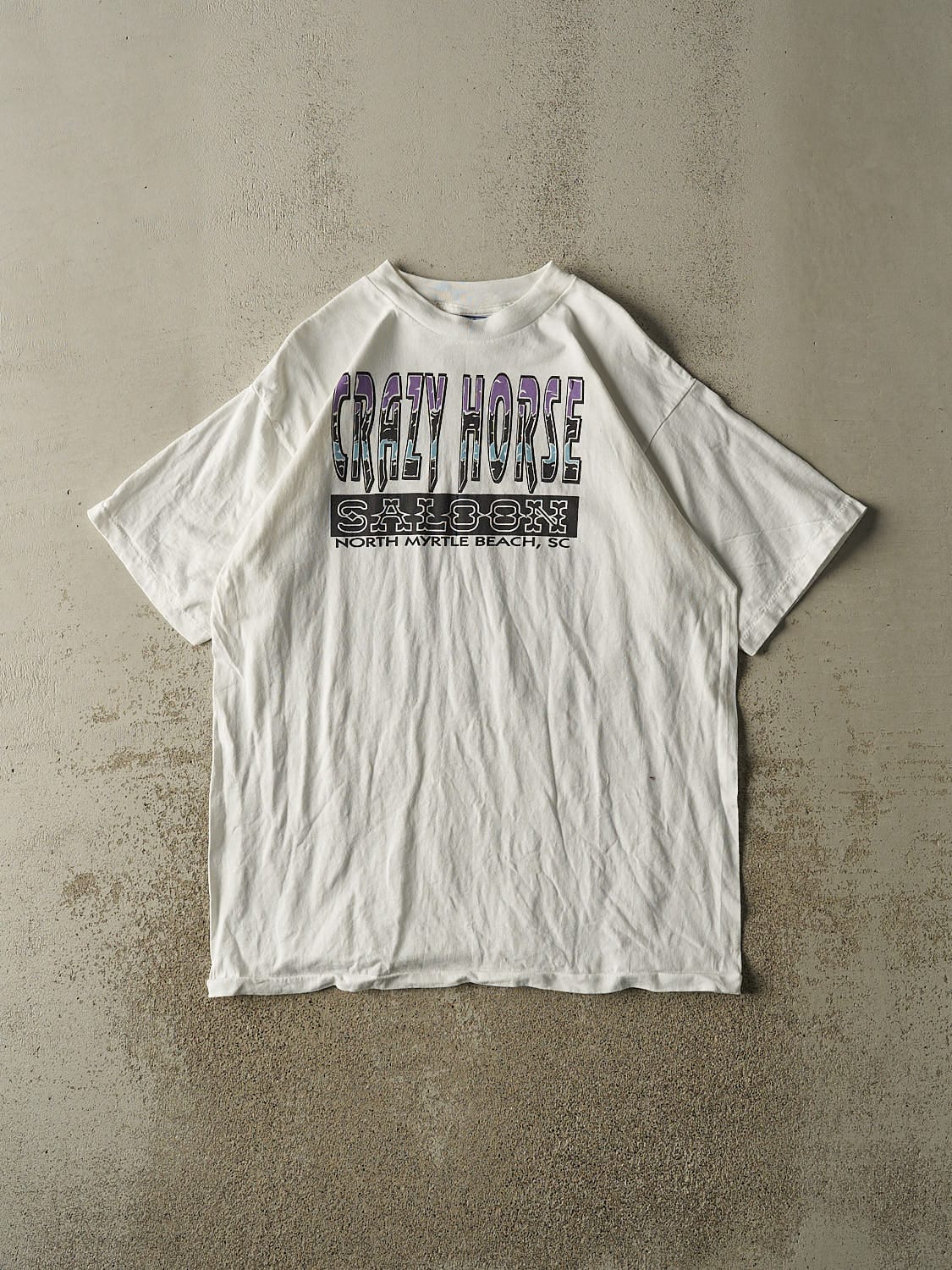 Vintage 90s White Crazy Horse Saloon Tee (XL)