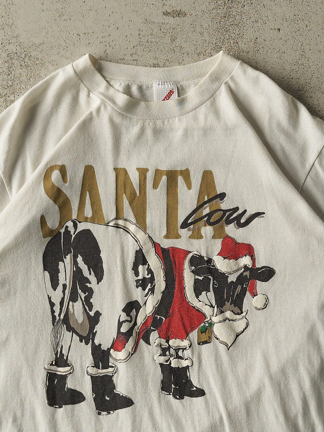 Vintage 90s White Santa Cow Tee (M/L)