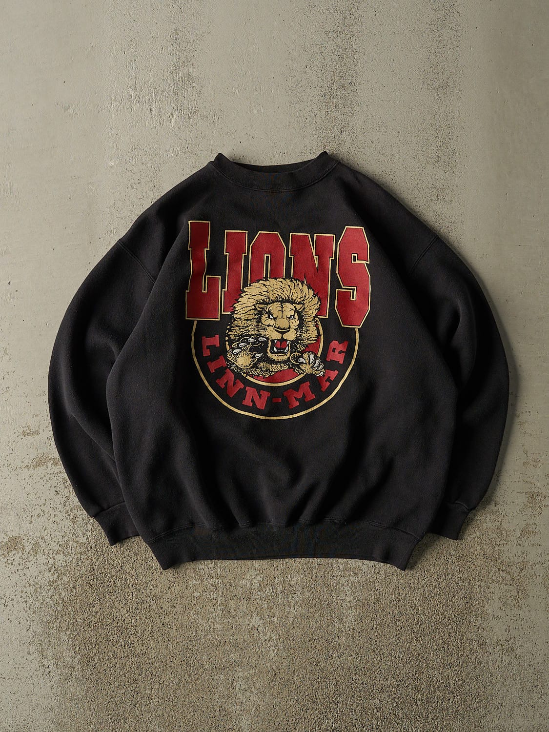 Vintage 90s Black Linn-Mar Lions Crewneck (M/L)