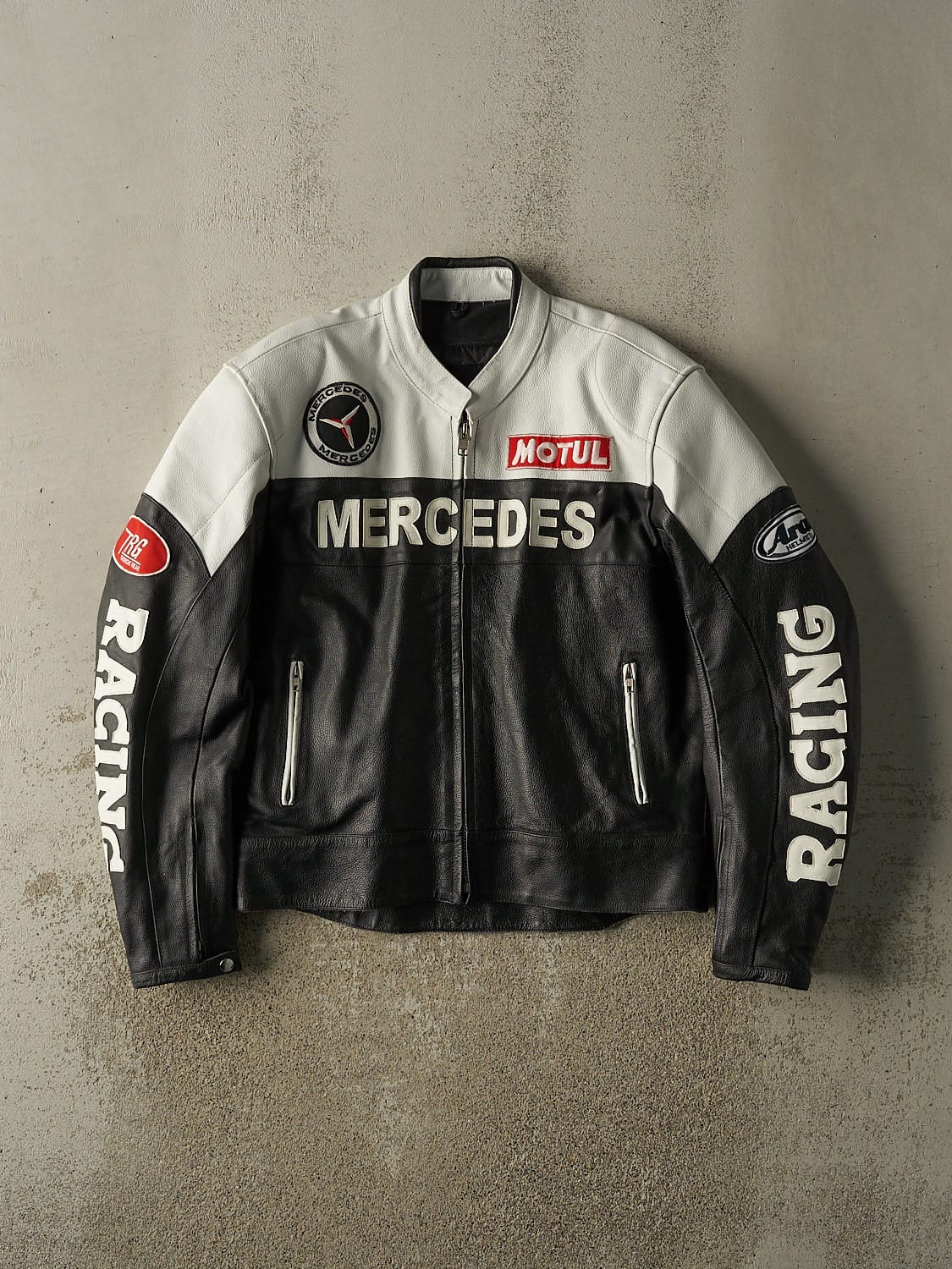 Vintage 90s Black Mercedes Benz Leather Racing Jacket (L)