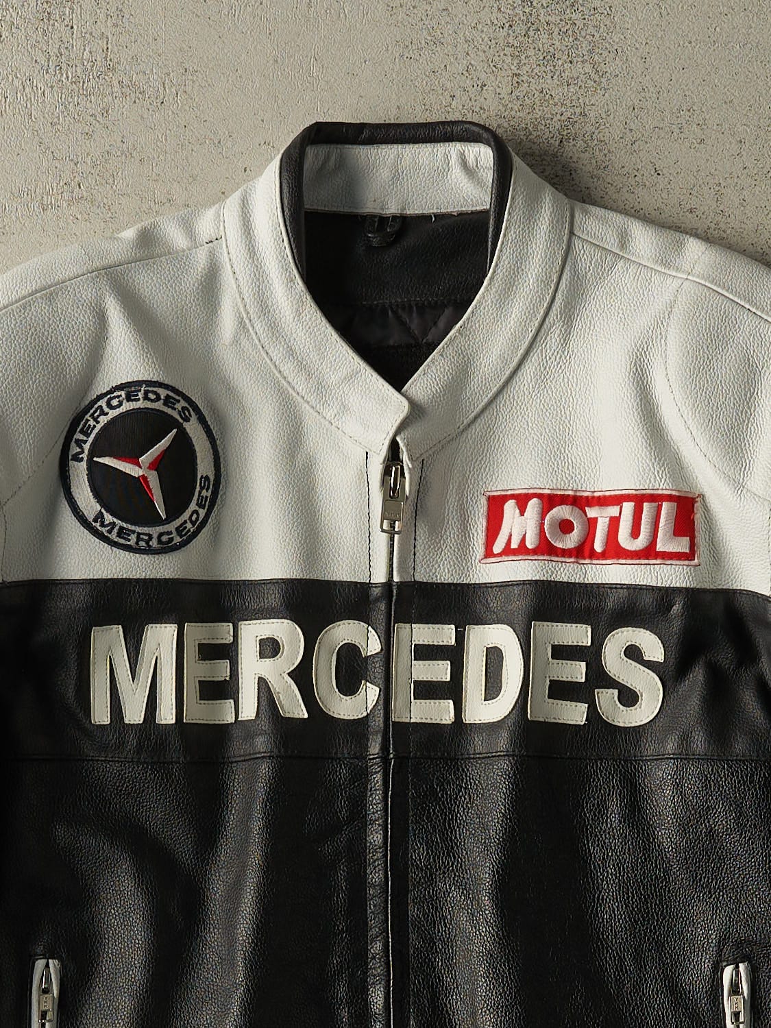 Vintage 90s Black Mercedes Benz Leather Racing Jacket (L)