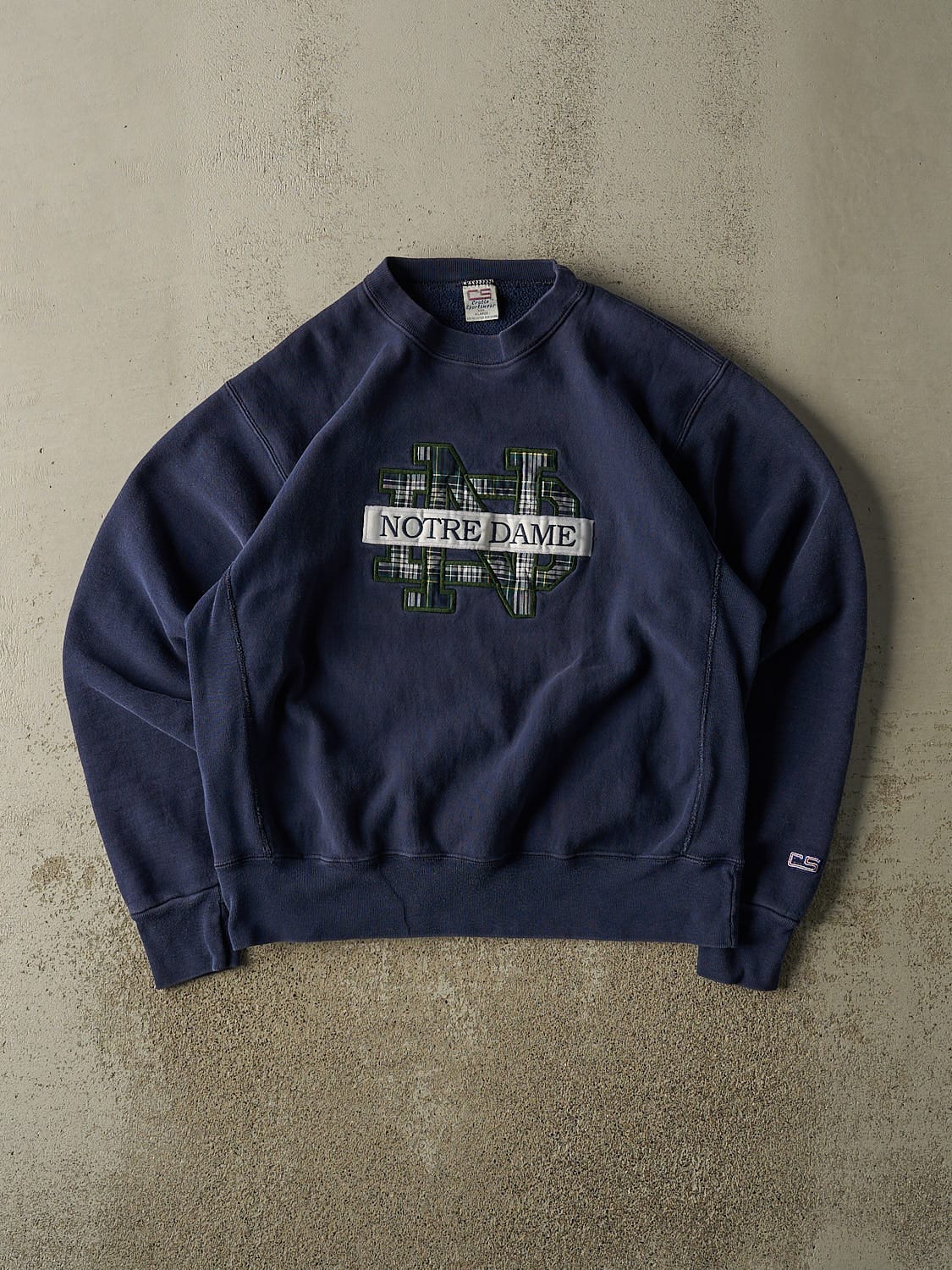 Vintage 80s Navy Blue University of Notre Dame Embroidered Crewneck (XL)