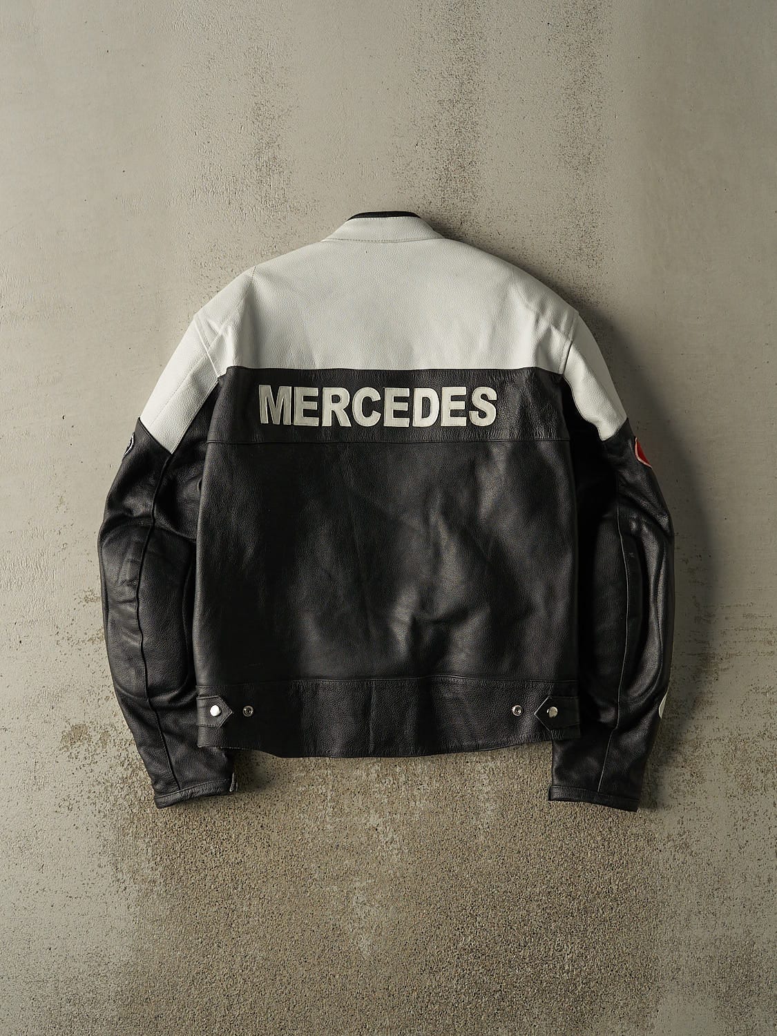 Vintage 90s Black Mercedes Benz Leather Racing Jacket (L)