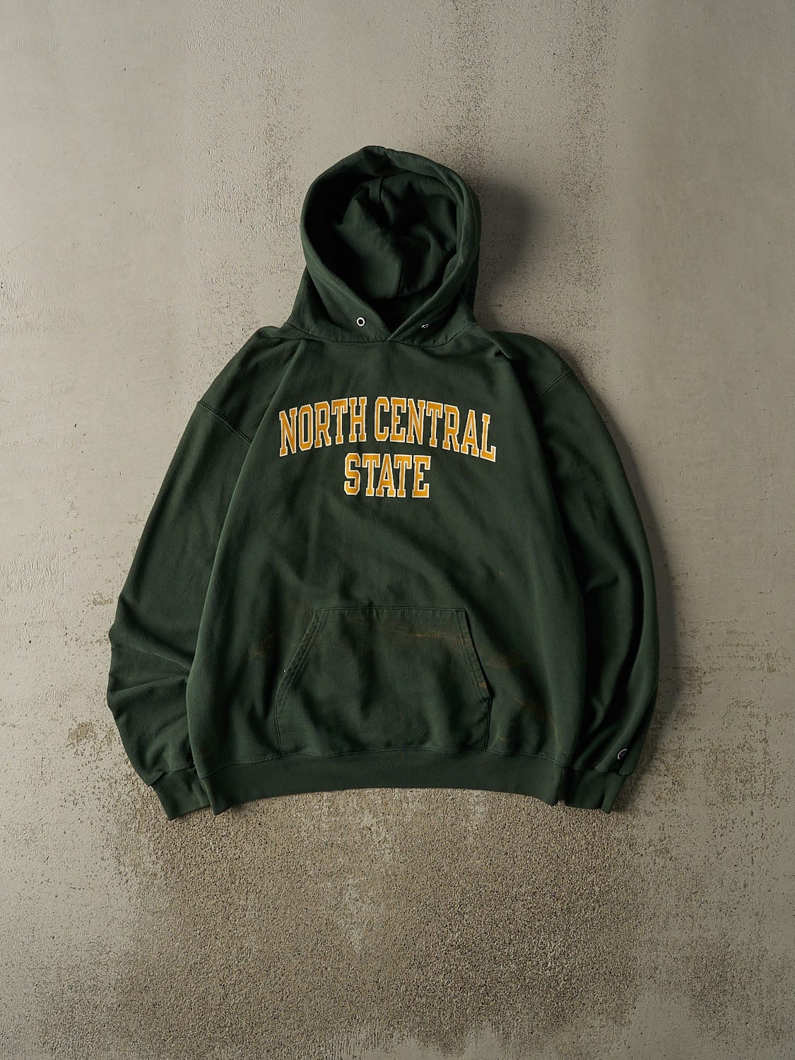 Vintage 90s Green Champion North Central State Hoodie (L/XL)