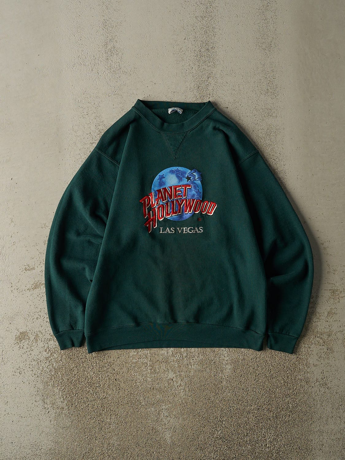 Vintage 90s Green Planet Hollywood Las Vegas Embroidered Crewneck (S/M)
