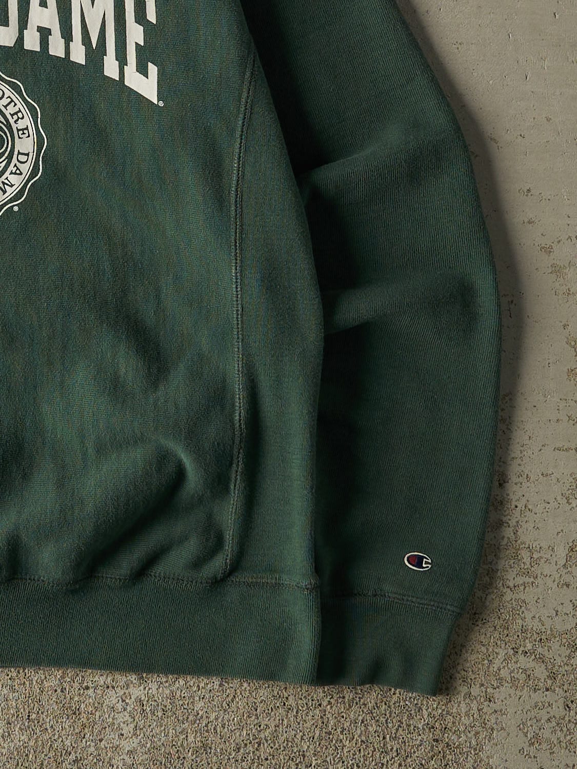 Vintage Y2K Green Champion University of Notre Dame Crewneck (XXS/XS)