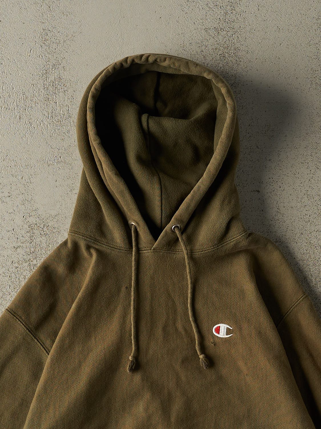 Vintage Y2K Sun Faded Green Champion Reverse Weave Embroidered Hoodie (M/L)