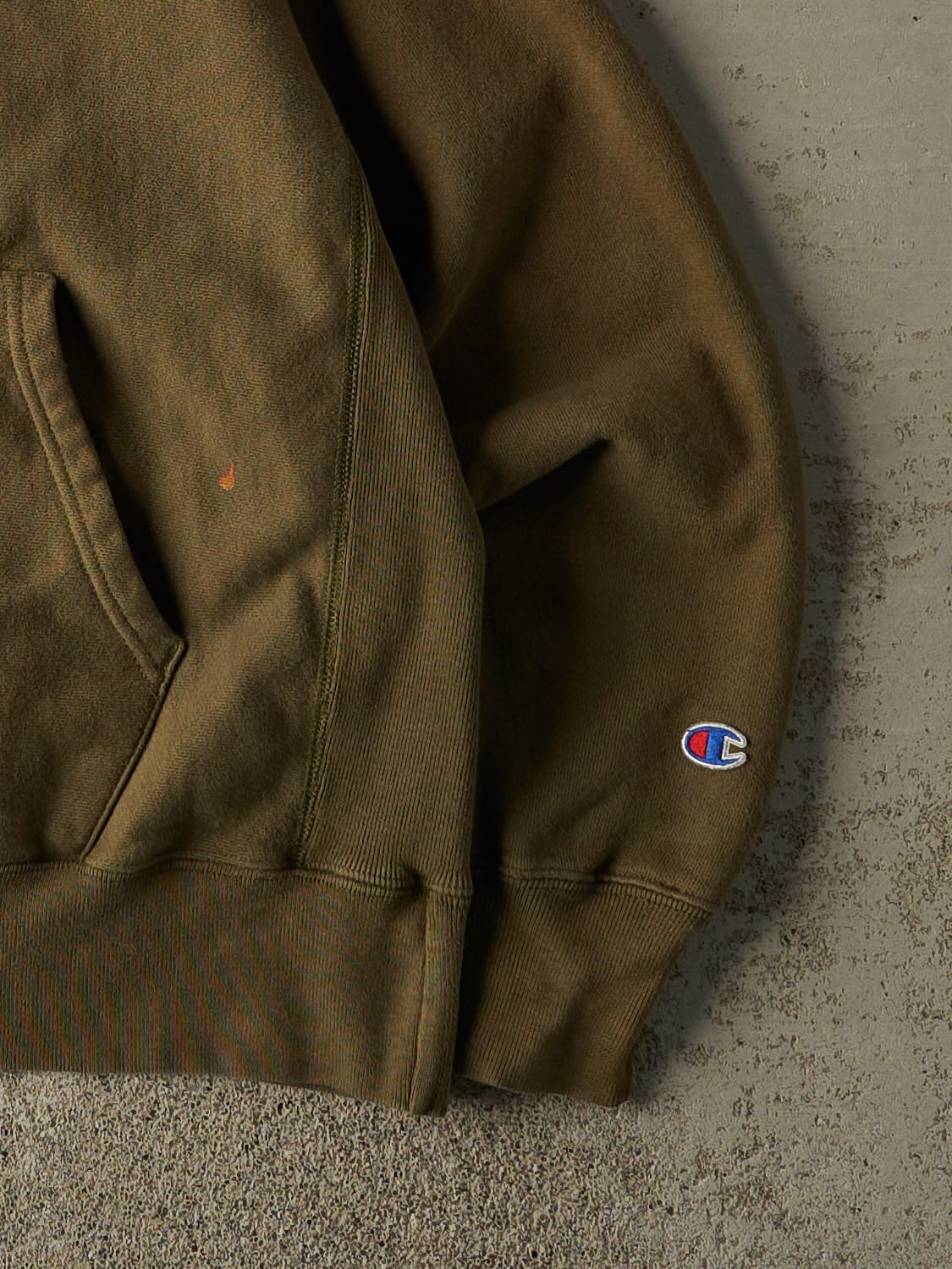 Vintage Y2K Sun Faded Green Champion Reverse Weave Embroidered Hoodie (M/L)