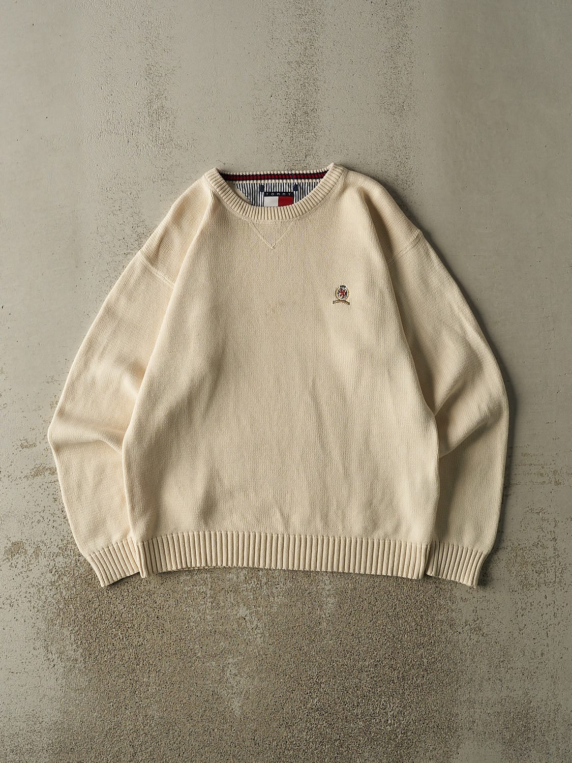 Vintage 90s Beige Tommy Hilfiger Knit (L/XL)