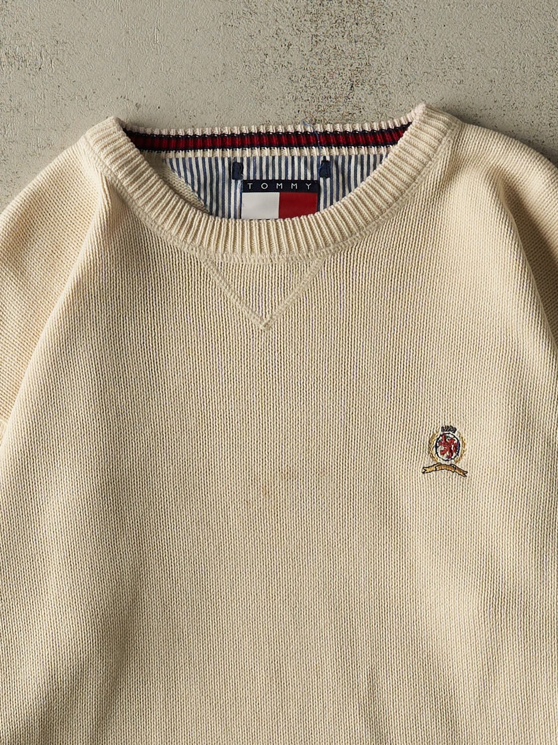 Vintage 90s Beige Tommy Hilfiger Knit (L/XL)