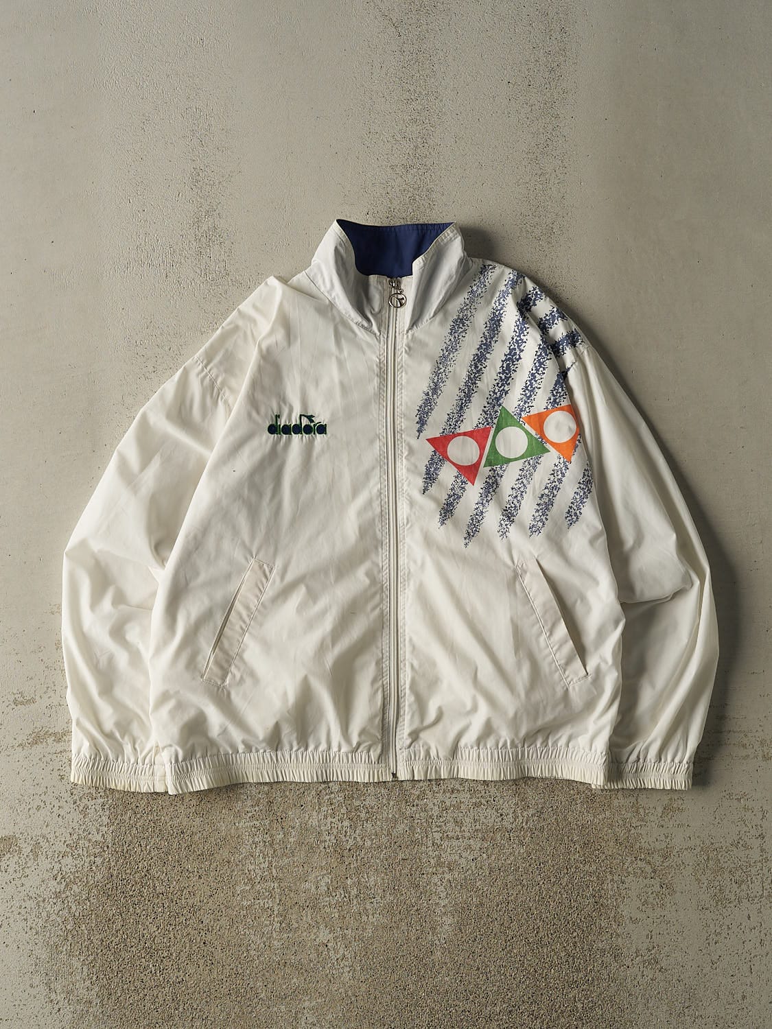 Vintage 90s White Diadora Zip Up Winbreaker Jacket (L/XL)