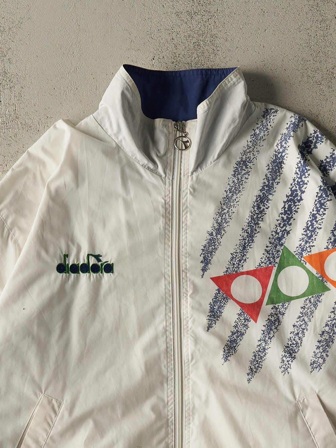 Vintage 90s White Diadora Zip Up Winbreaker Jacket (L/XL)