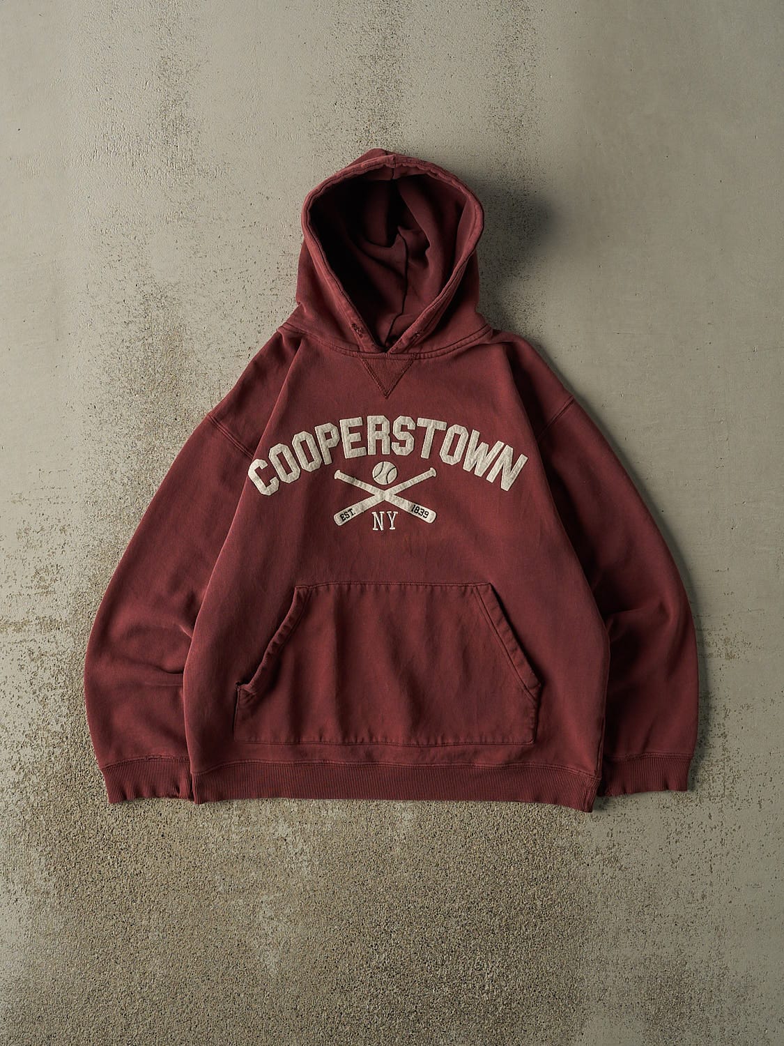 Vintage Y2K Burgundy Cooperstown NY Hoodie (S)