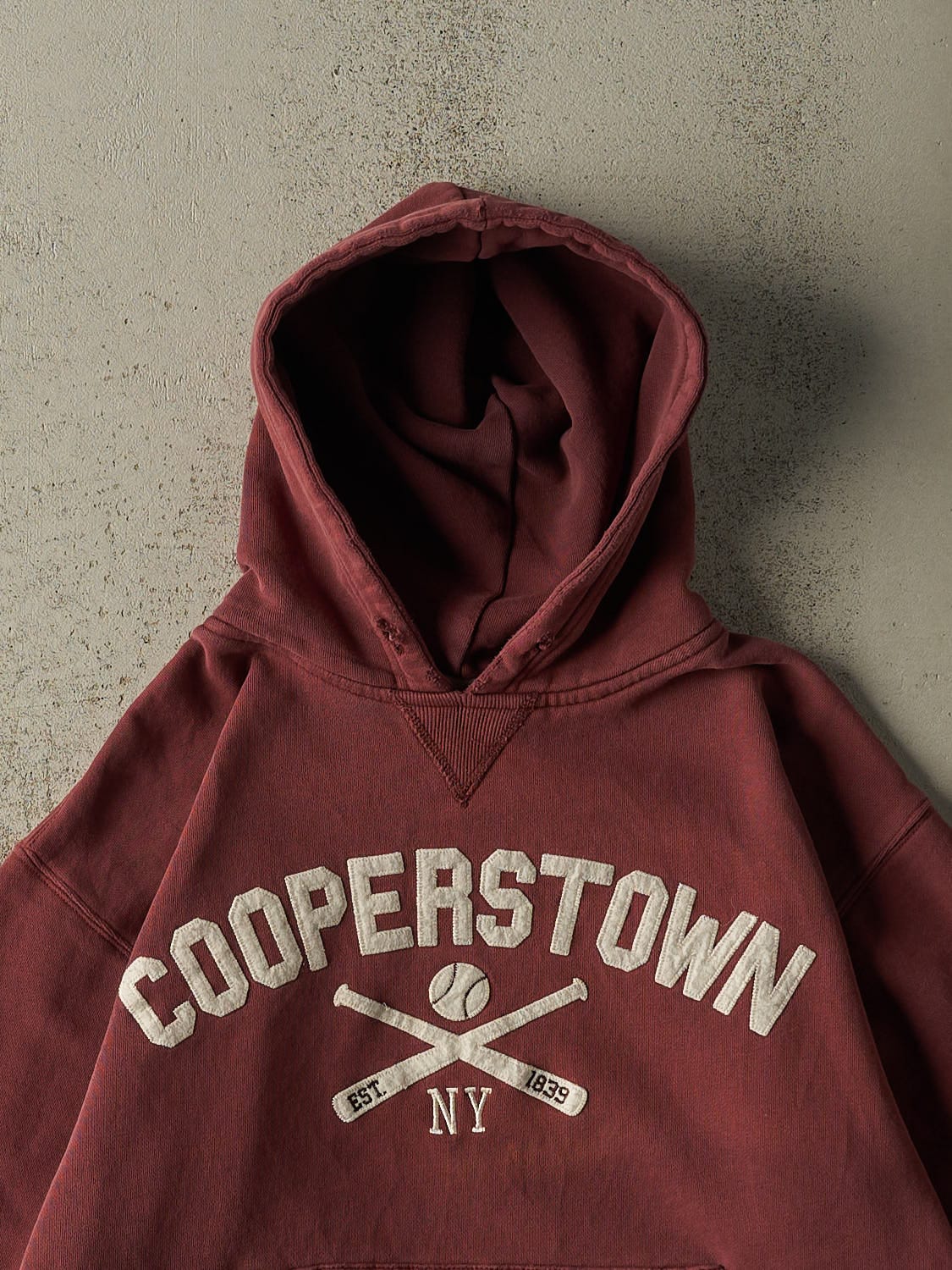 Vintage Y2K Burgundy Cooperstown NY Hoodie (S)