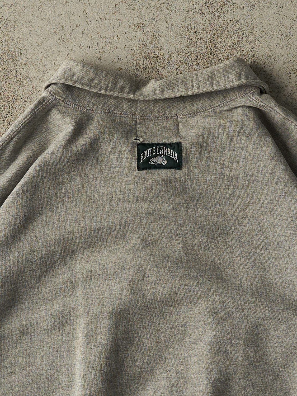 Vintage 90s Grey Roots Embroidered Quarter Zip Sweater (XXL)