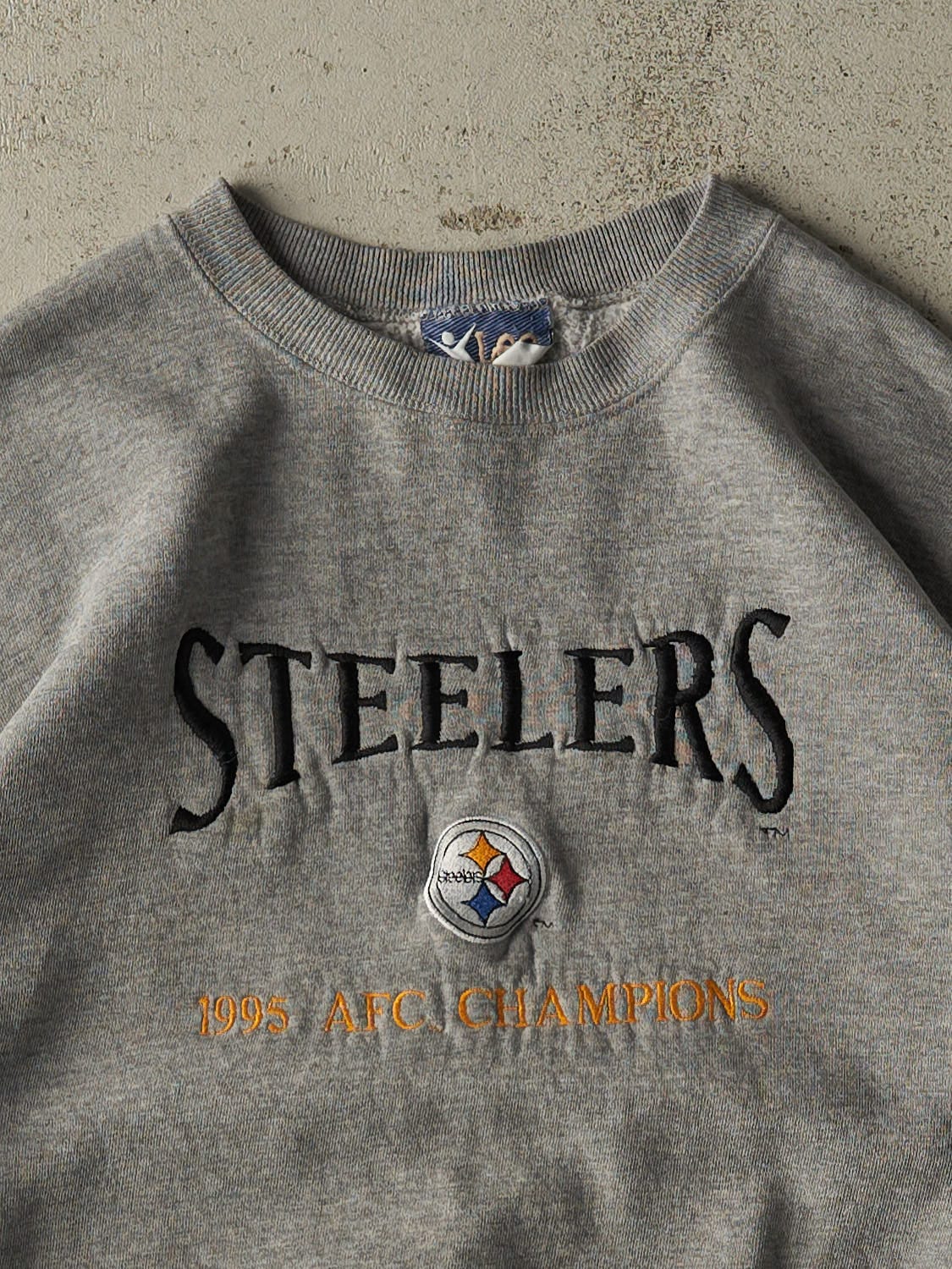 Vintage 95' Grey Pittsburgh Steelers AFC Champions Crewneck (S)