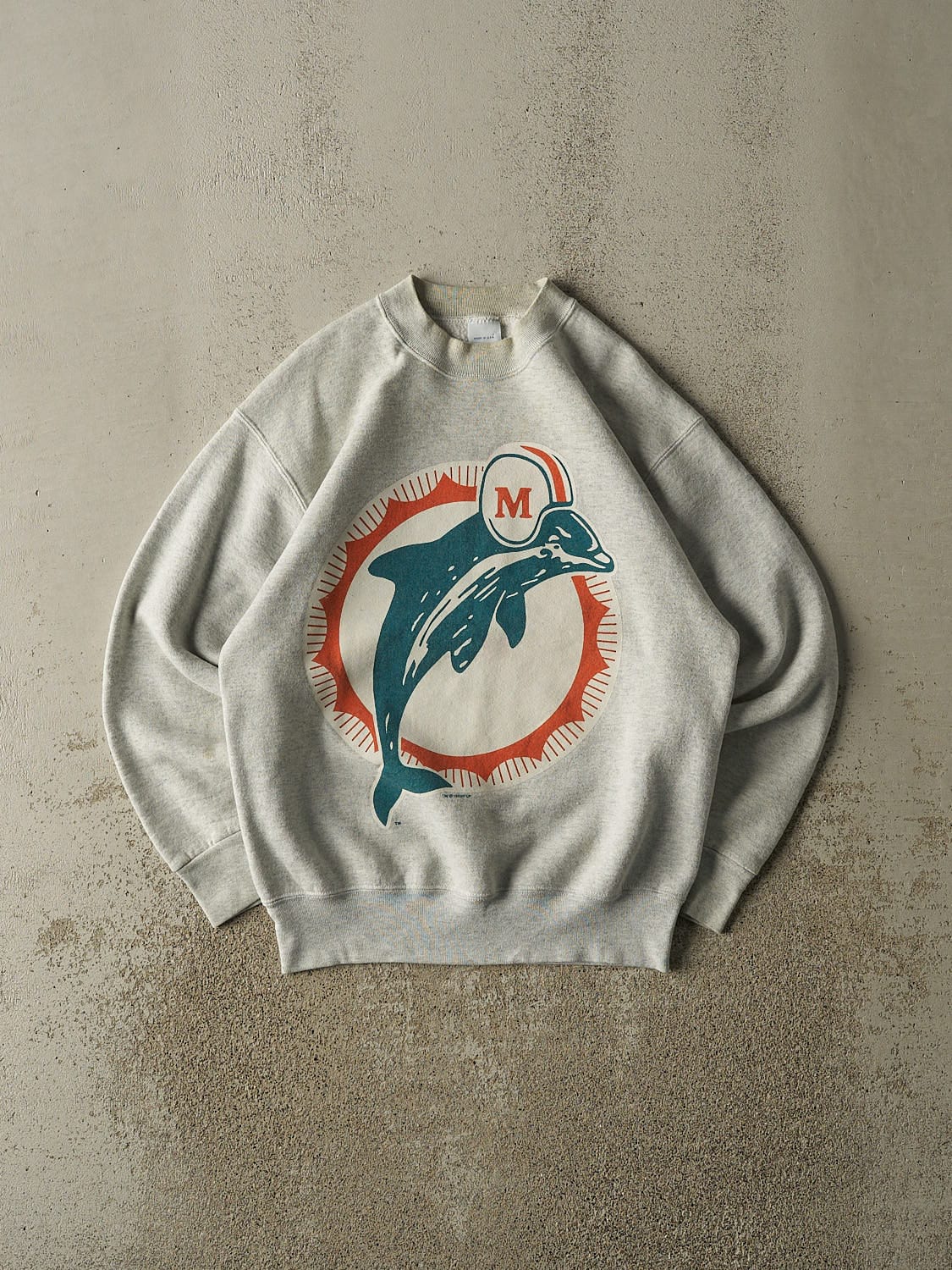 Vintage 93' Heather Grey Miami Dolphins Crewneck (S/M)