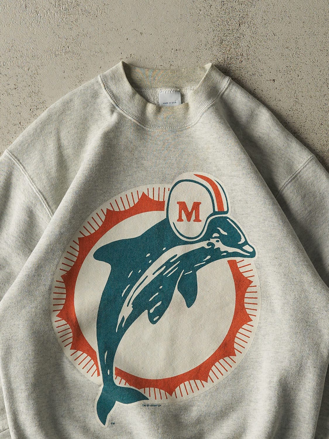 Vintage 93' Heather Grey Miami Dolphins Crewneck (S/M)