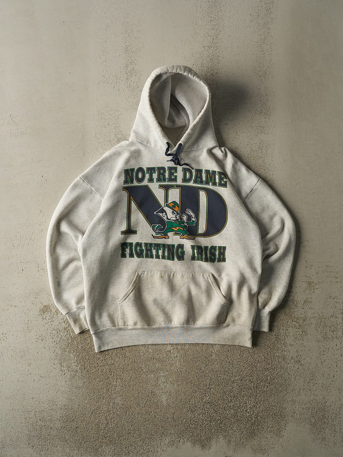 Vintage 90s Heather Grey University of Notre Dame Fighting Irish Hoodie (L/XL)