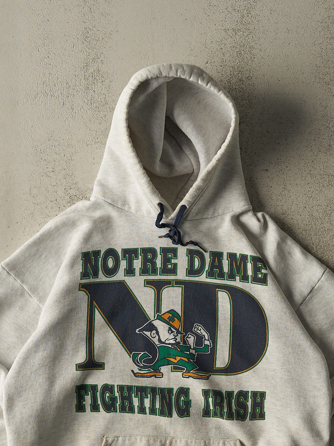 Vintage 90s Heather Grey University of Notre Dame Fighting Irish Hoodie (L/XL)