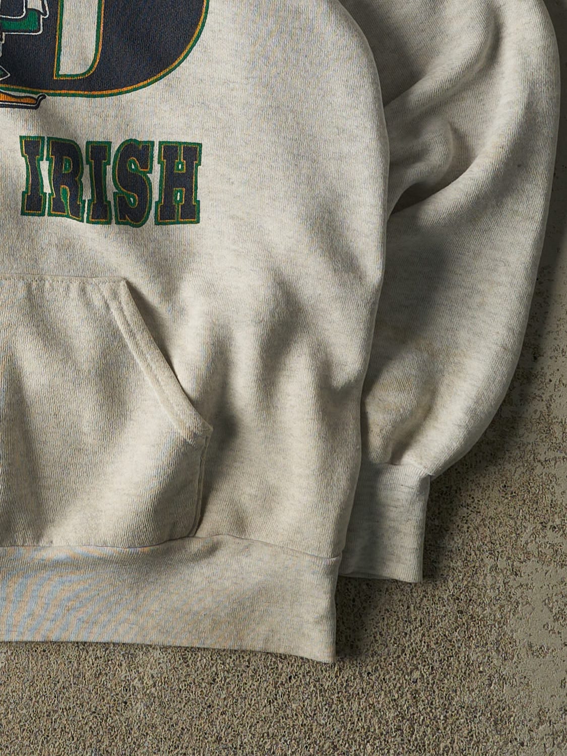 Vintage 90s Heather Grey University of Notre Dame Fighting Irish Hoodie (L/XL)