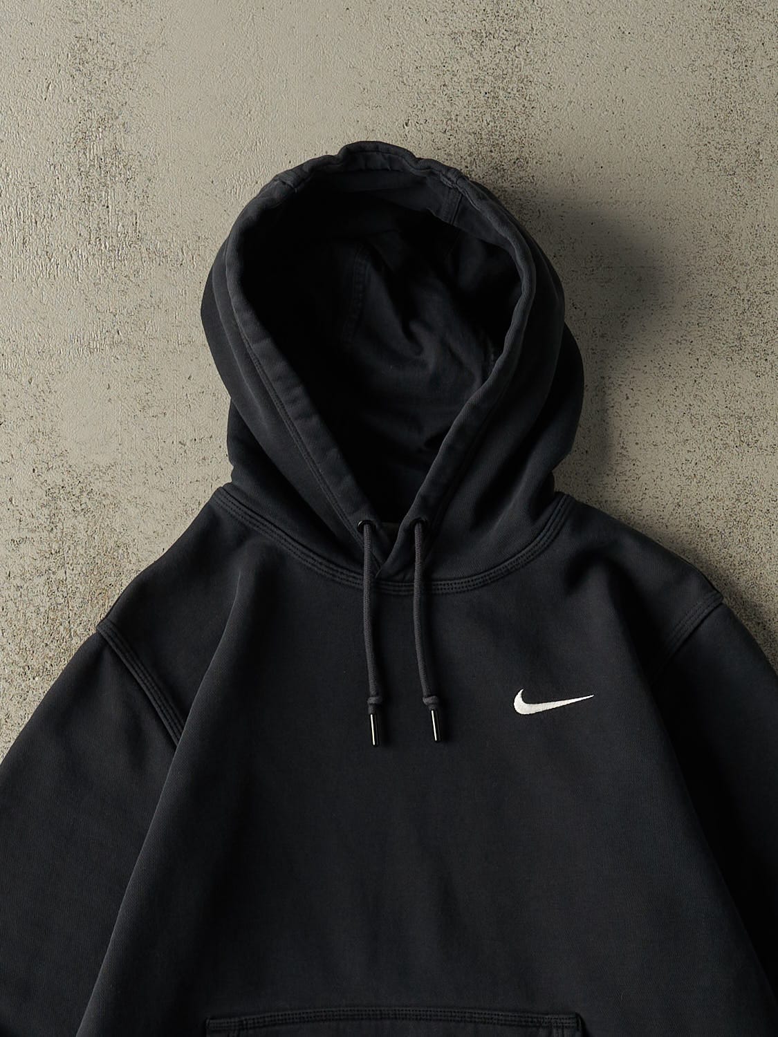 Vintage Y2K Faded Black Nike Embroidered Hoodie (S/M)