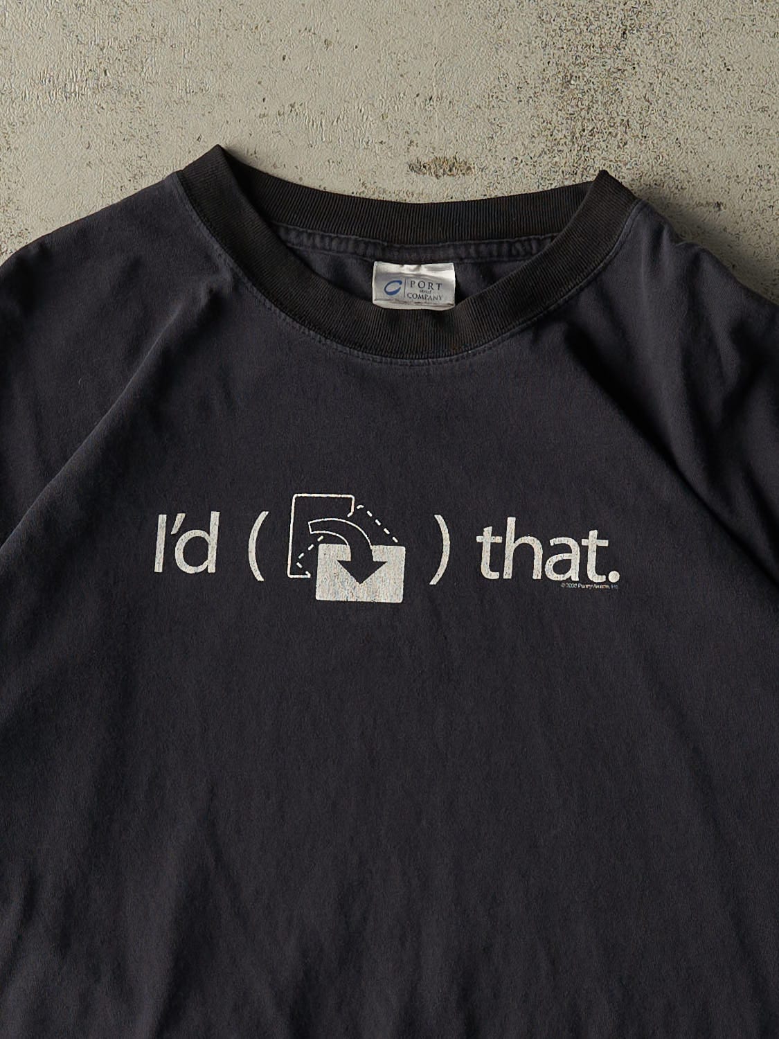 Vintage 03' Black "I'd Hit That" Slogan Tee (L)