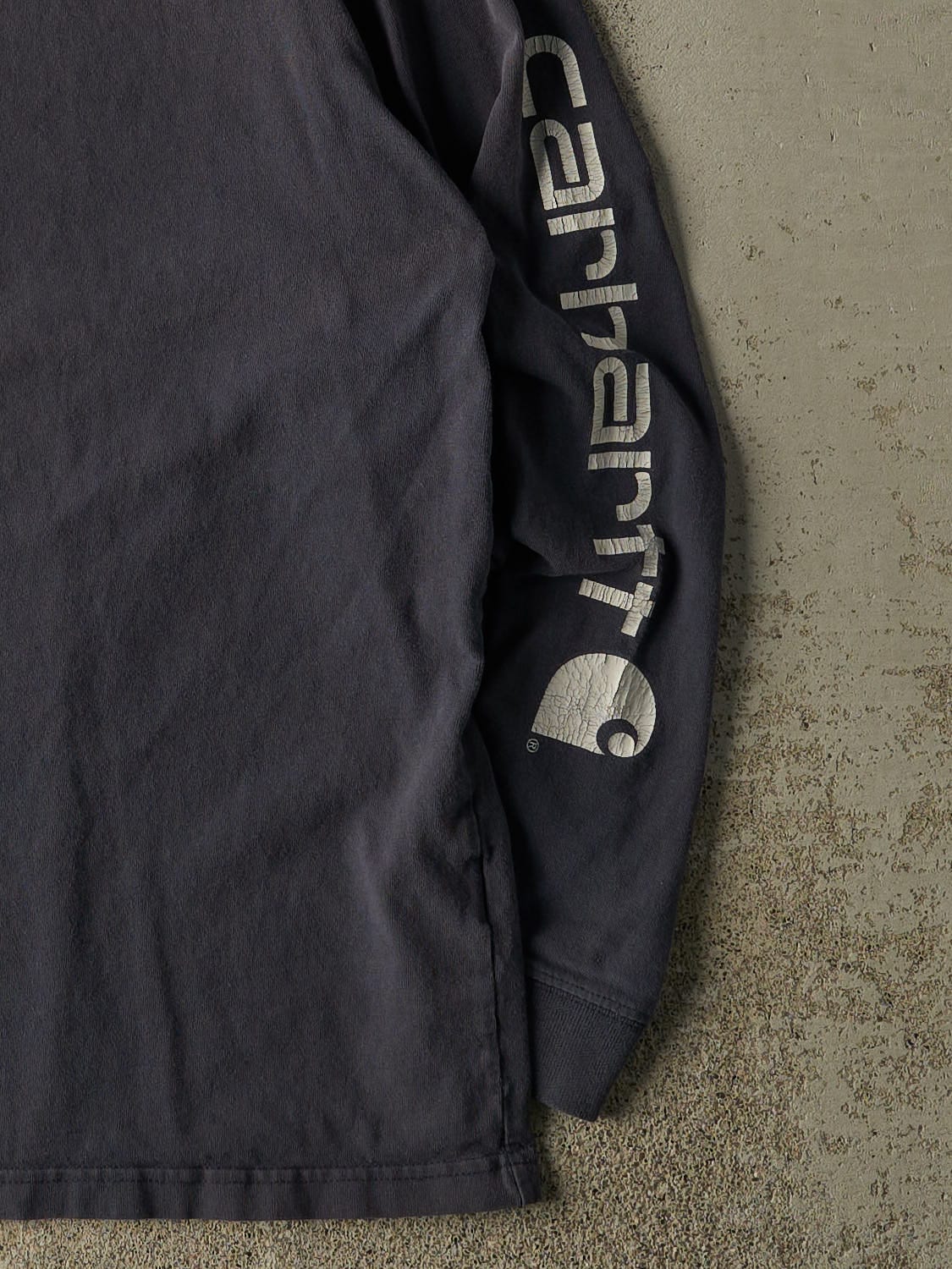 Vintage Y2K Sun Faded Navy Blue Carhartt Long Sleeve (L/XL)
