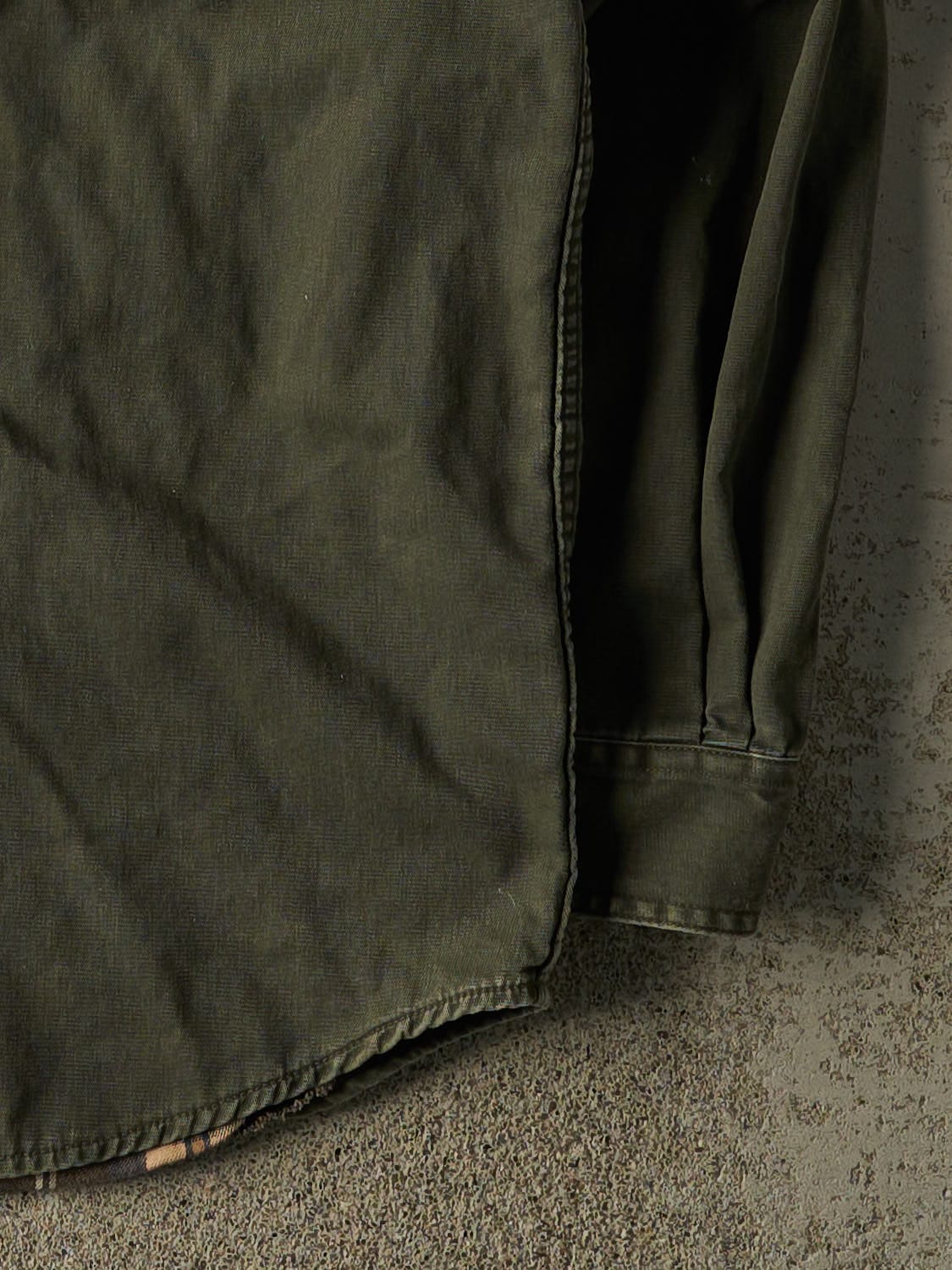 Vintage 90s Green LL Bean Flannel Lined Button Up Long Sleeve (L/XL)