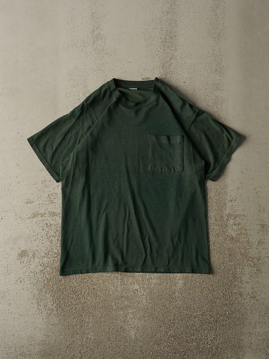 Vintage 80s Sun Faded Green Blank Pocket Ohio Construction Tee (L)