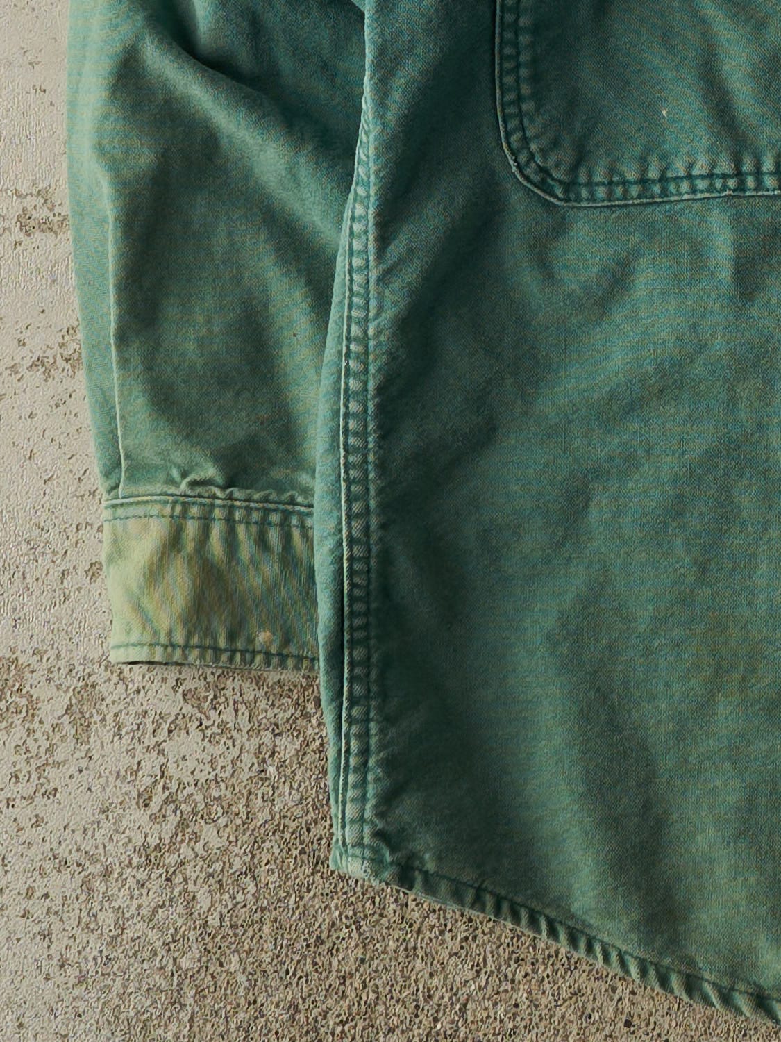 Vintage 90s Sun Faded Green Button Up Long Sleeve (L/XL)
