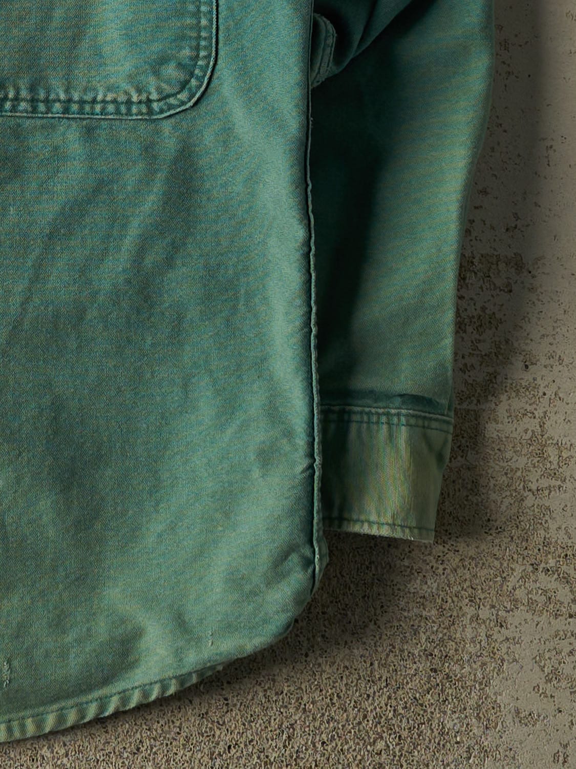 Vintage 90s Sun Faded Green Button Up Long Sleeve (L/XL)