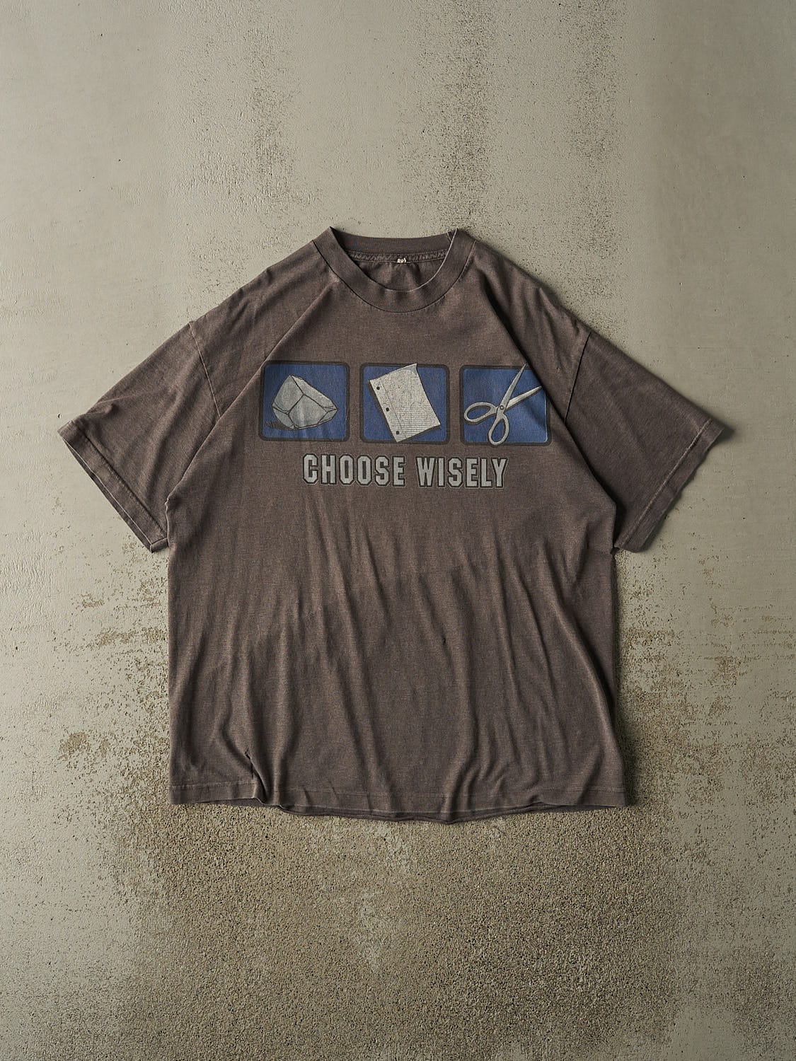 Vintage 90s Charcoal Grey "Choose Wisely" Slogan Tee (XL)