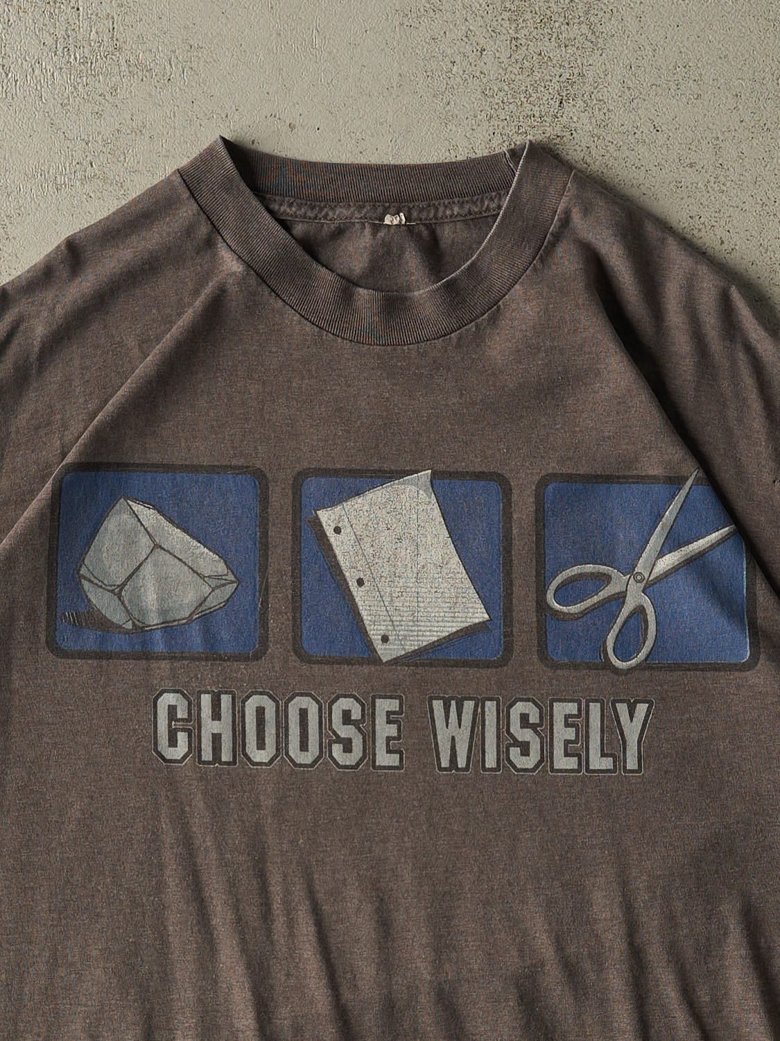 Vintage 90s Charcoal Grey "Choose Wisely" Slogan Tee (XL)